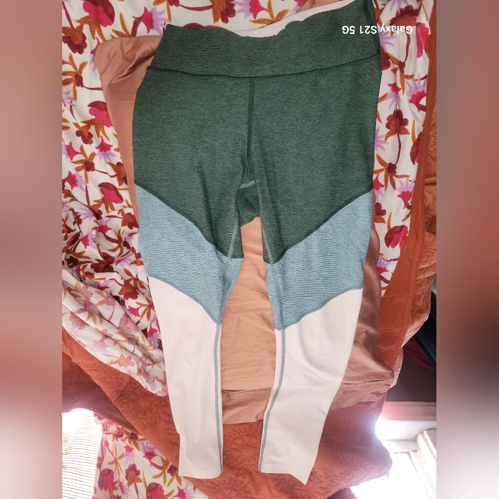 Outdoor Voices Green and Gray Leggings